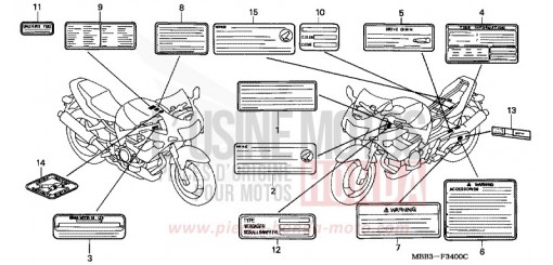 CAUTION LABEL VTR1000F2 de 2002